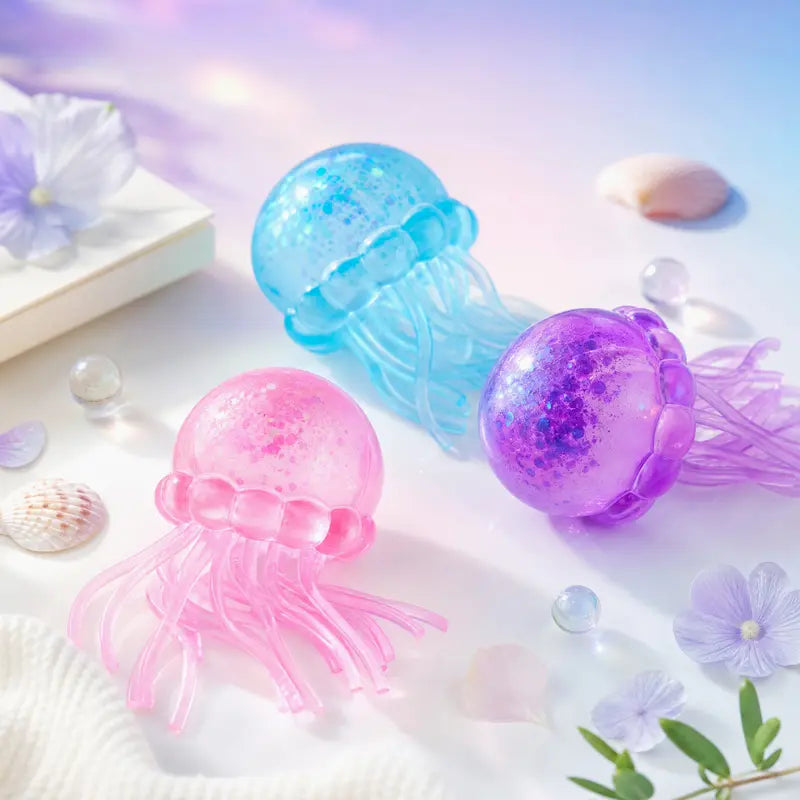 JOYIN 1PCS/3PCS Jellyfish Stress Relief Toys, Jellyfish Glitter Squishy Toy, Slow Rising Toy for Kids & Adults, Anxiety Relief Fidget Sensory Toy, Soft Squeeze Decompression Dough for Adults Gifts, Party Favors, Office Desk Decorations