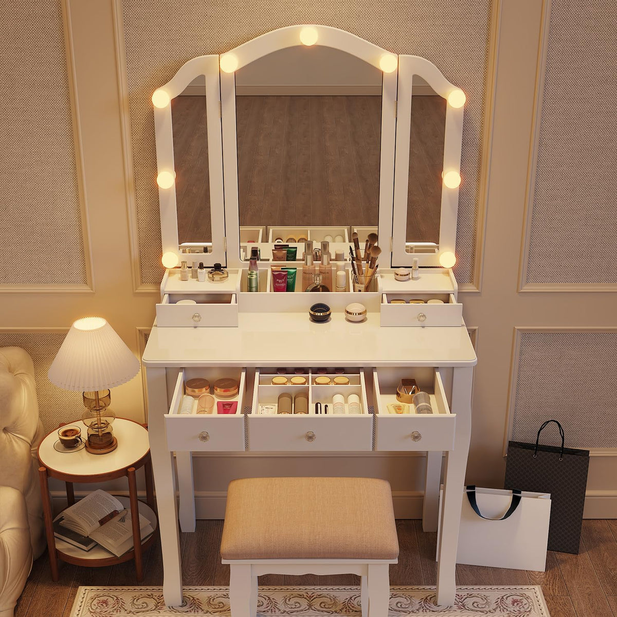 Makeup Vanity with Lights Vanity Desk with Mirror and Lights Makeup Vanity with Drawers Vanity Table with Light Vanity with Lighted Mirror and Chair