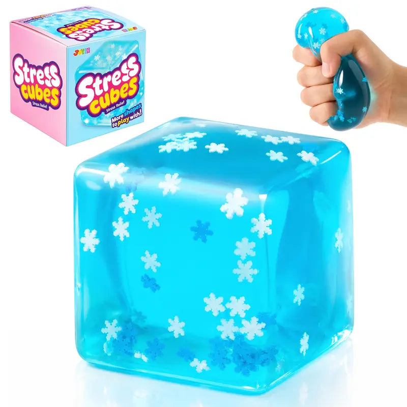 JOYIN 4 Pack Stress Cube / 1 Pcs Stress Cube, 2'' High Density Cube Fidget Toy, Stress Relief with Slow Rising Sensory Squishy Toys for Kids Adults, Birthday Gifts, Party Favors, Classroom Prizes for Boys Girls, Butter Stick Squishy
