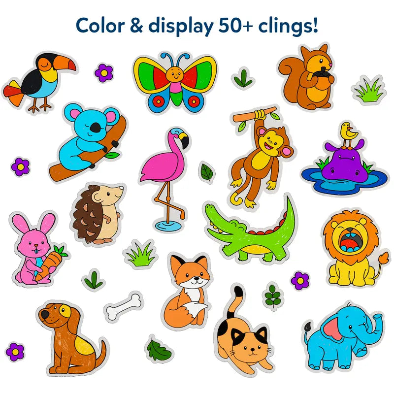 Skillmatics Color Clingz – 50+ Reusable Static Stickers for Creative Fun, Perfect Travel Toy & Mess-Free Art Kit for Kids Ages 3-7