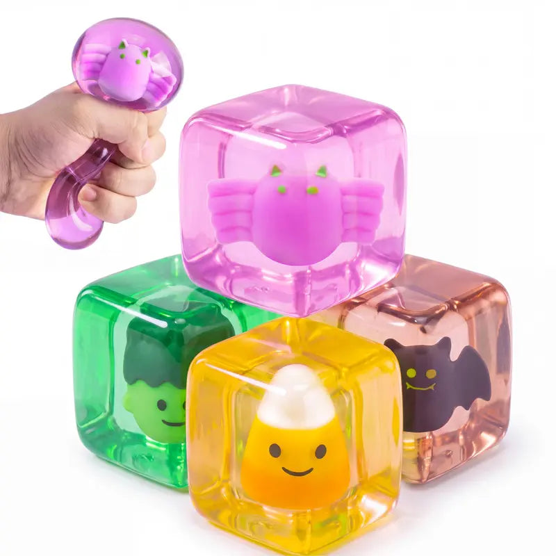 JOYIN 4 Pack Stress Cube / 1 Pcs Stress Cube, 2'' High Density Cube Fidget Toy, Stress Relief with Slow Rising Sensory Squishy Toys for Kids Adults, Birthday Gifts, Party Favors, Classroom Prizes for Boys Girls, Butter Stick Squishy