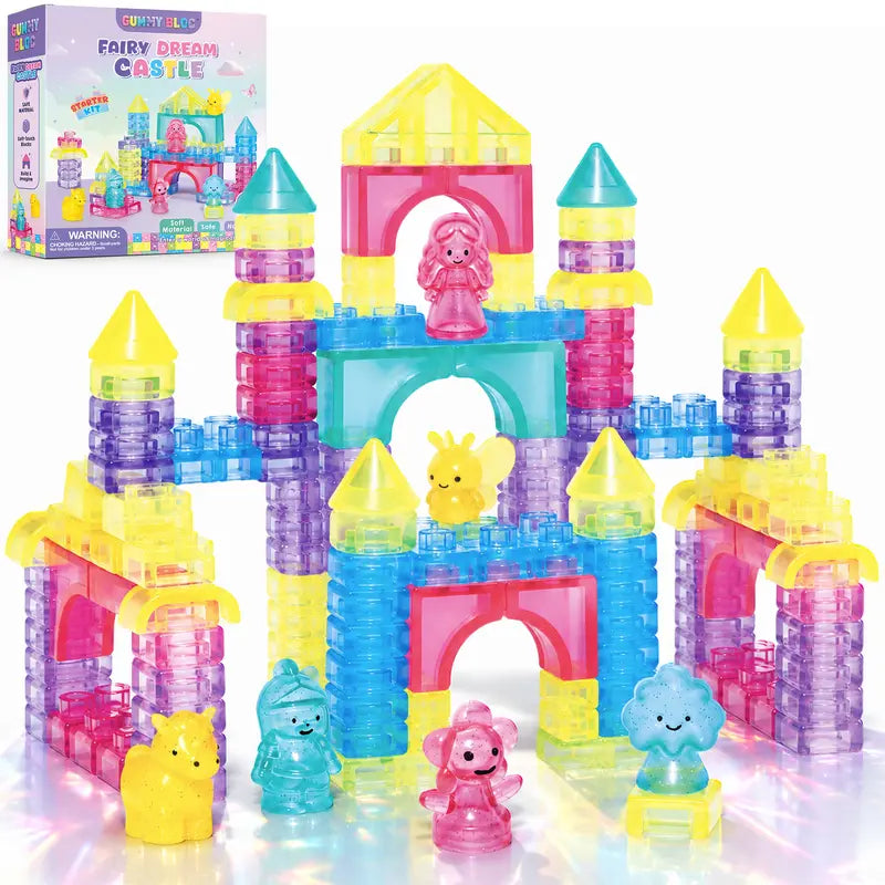 JOYSPOT Gummy Blocks Squishy Jelly Texture, Multi-Color Stacking Building Blocks Toy, Non-Toxic Sensory Play School Use, Safe Squeezable & Stretchable Stress-Relief,Gift for Kids Early Learning Preschool STEM ADHD Bathtoy Christmas Gifts, Halloween Gifts