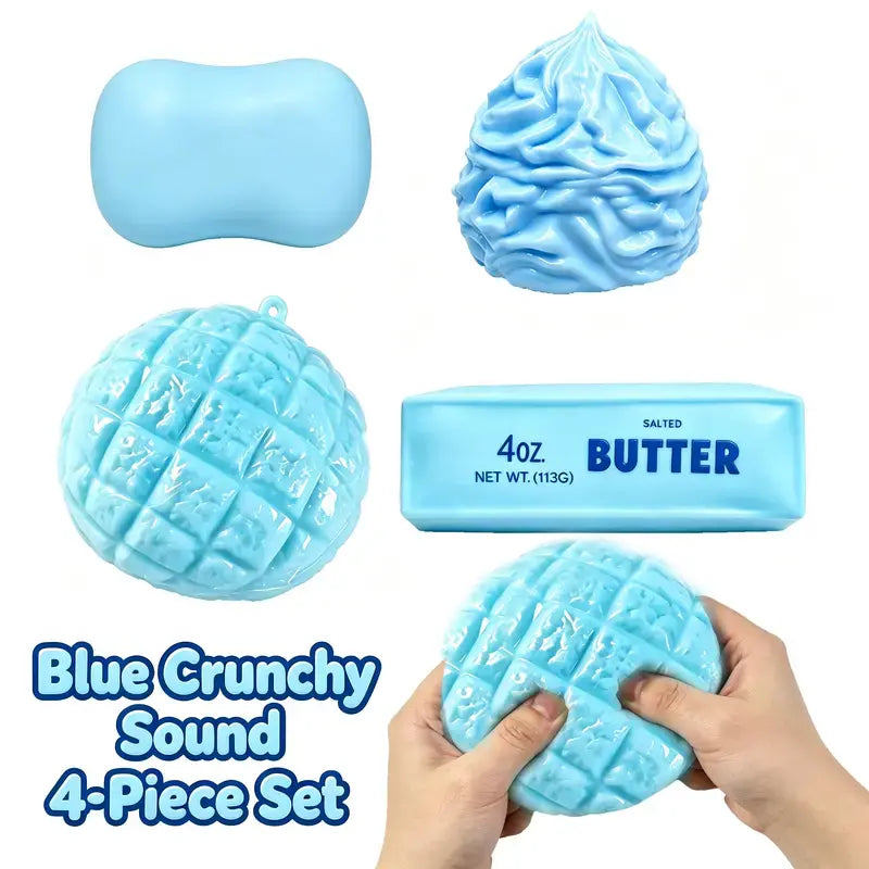 Adorable 4-Piece Kawaii Squishy Figurine Set – Stress Relief & Desktop Decor with Unique Building Block Surprise