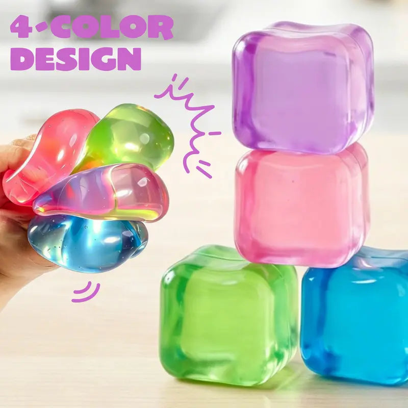JOYIN 4 Pack Stress Cube / 1 Pcs Stress Cube, 2'' High Density Cube Fidget Toy, Stress Relief with Slow Rising Sensory Squishy Toys for Kids Adults, Birthday Gifts, Party Favors, Classroom Prizes for Boys Girls, Butter Stick Squishy