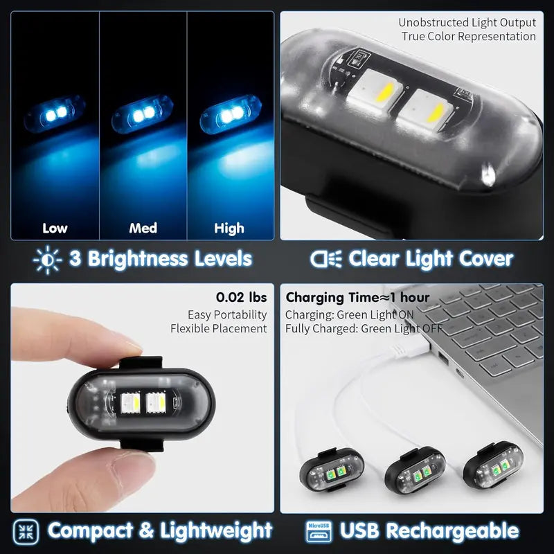RGB Led Aircraft Strobe Light Remote Wireless Motorcycle Flash Light Warning Lights for Bike Car Multifunctional