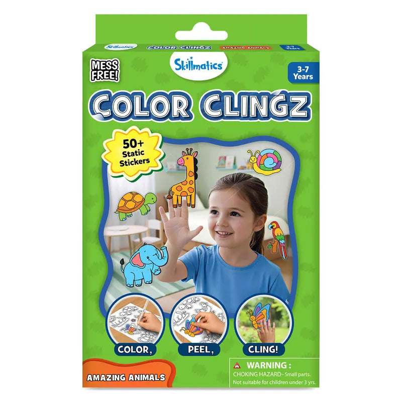 Skillmatics Color Clingz – 50+ Reusable Static Stickers for Creative Fun, Perfect Travel Toy & Mess-Free Art Kit for Kids Ages 3-7