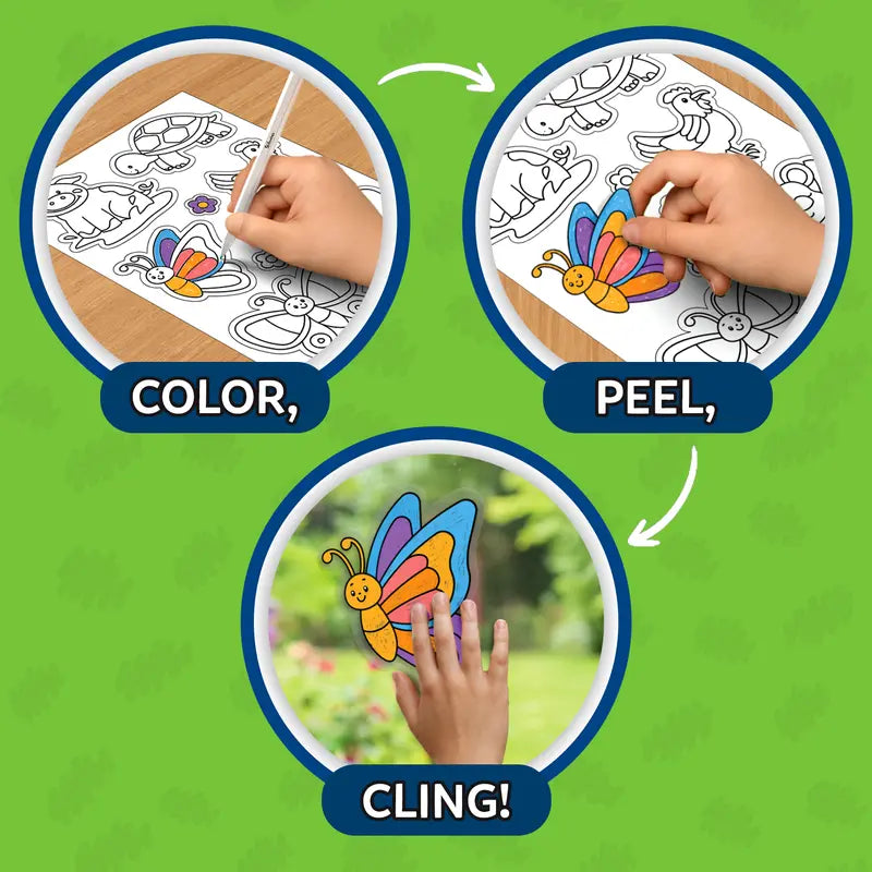 Skillmatics Color Clingz – 50+ Reusable Static Stickers for Creative Fun, Perfect Travel Toy & Mess-Free Art Kit for Kids Ages 3-7
