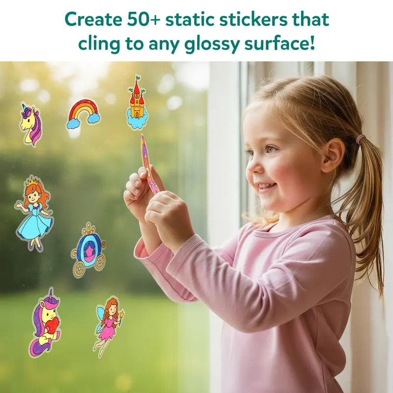 Skillmatics Color Clingz – 50+ Reusable Static Stickers for Creative Fun, Perfect Travel Toy & Mess-Free Art Kit for Kids Ages 3-7