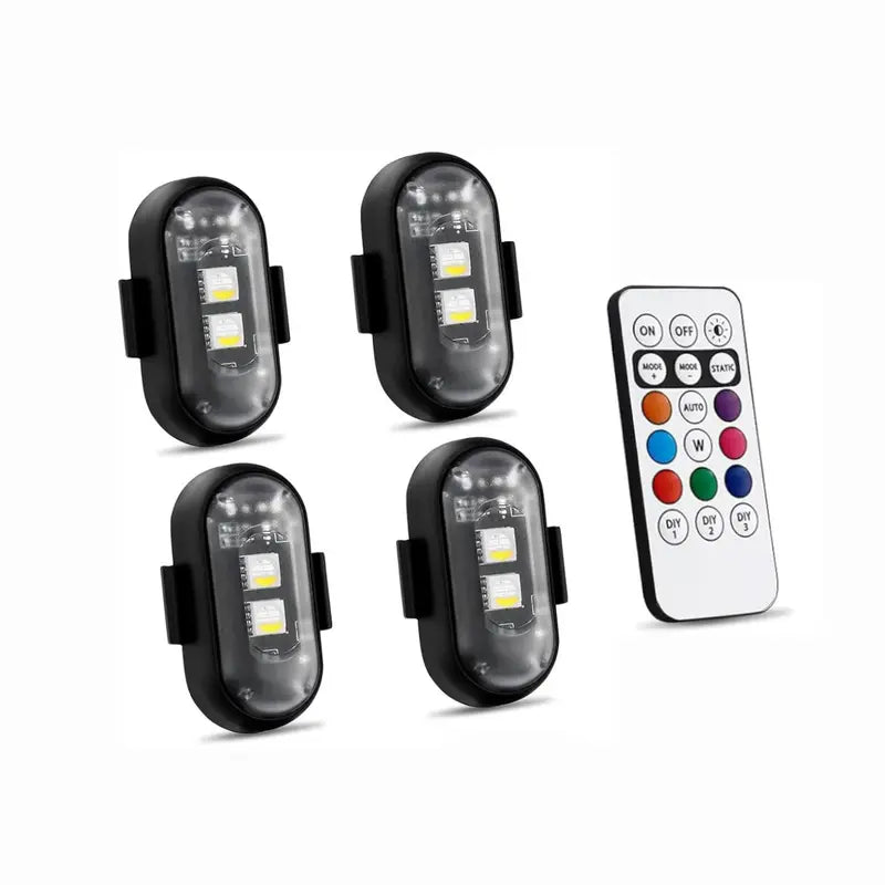 RGB Led Aircraft Strobe Light Remote Wireless Motorcycle Flash Light Warning Lights for Bike Car Multifunctional