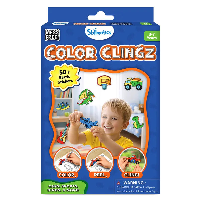 Skillmatics Color Clingz – 50+ Reusable Static Stickers for Creative Fun, Perfect Travel Toy & Mess-Free Art Kit for Kids Ages 3-7
