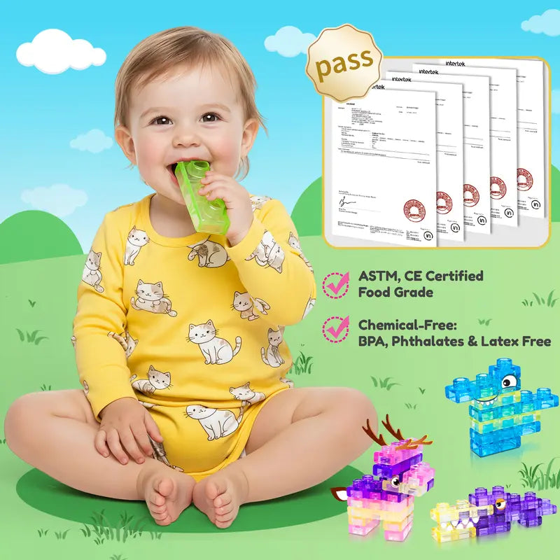 JOYSPOT Gummy Blocks Squishy Jelly Texture, Multi-Color Stacking Building Blocks Toy, Non-Toxic Sensory Play School Use, Safe Squeezable & Stretchable Stress-Relief,Gift for Kids Early Learning Preschool STEM ADHD Bathtoy Christmas Gifts, Halloween Gifts